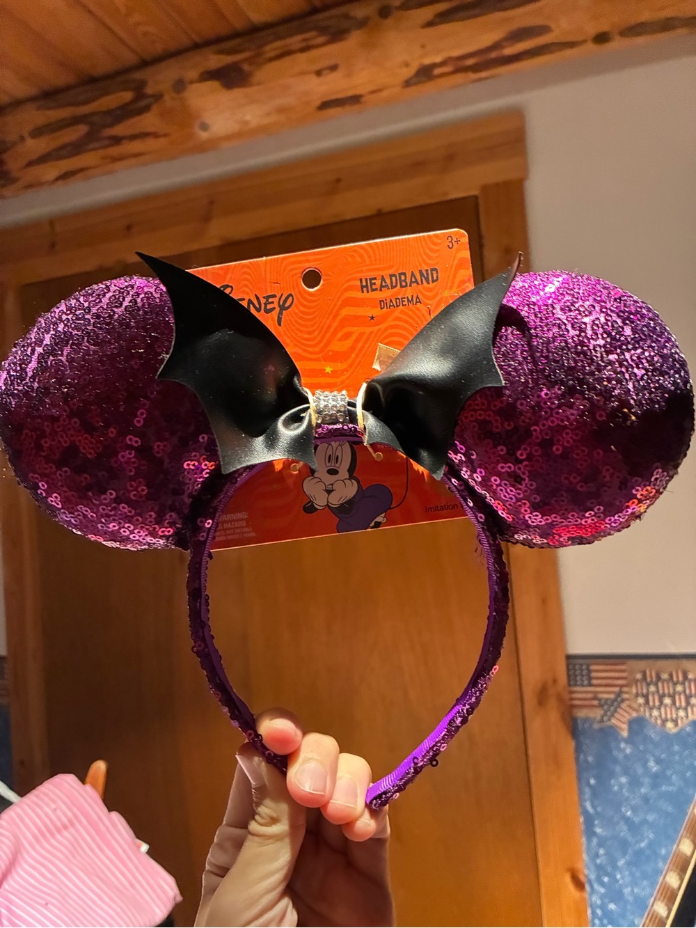 NWT Collectible Disney Mickey Mouse Ears Halloween Purple with Black Bat